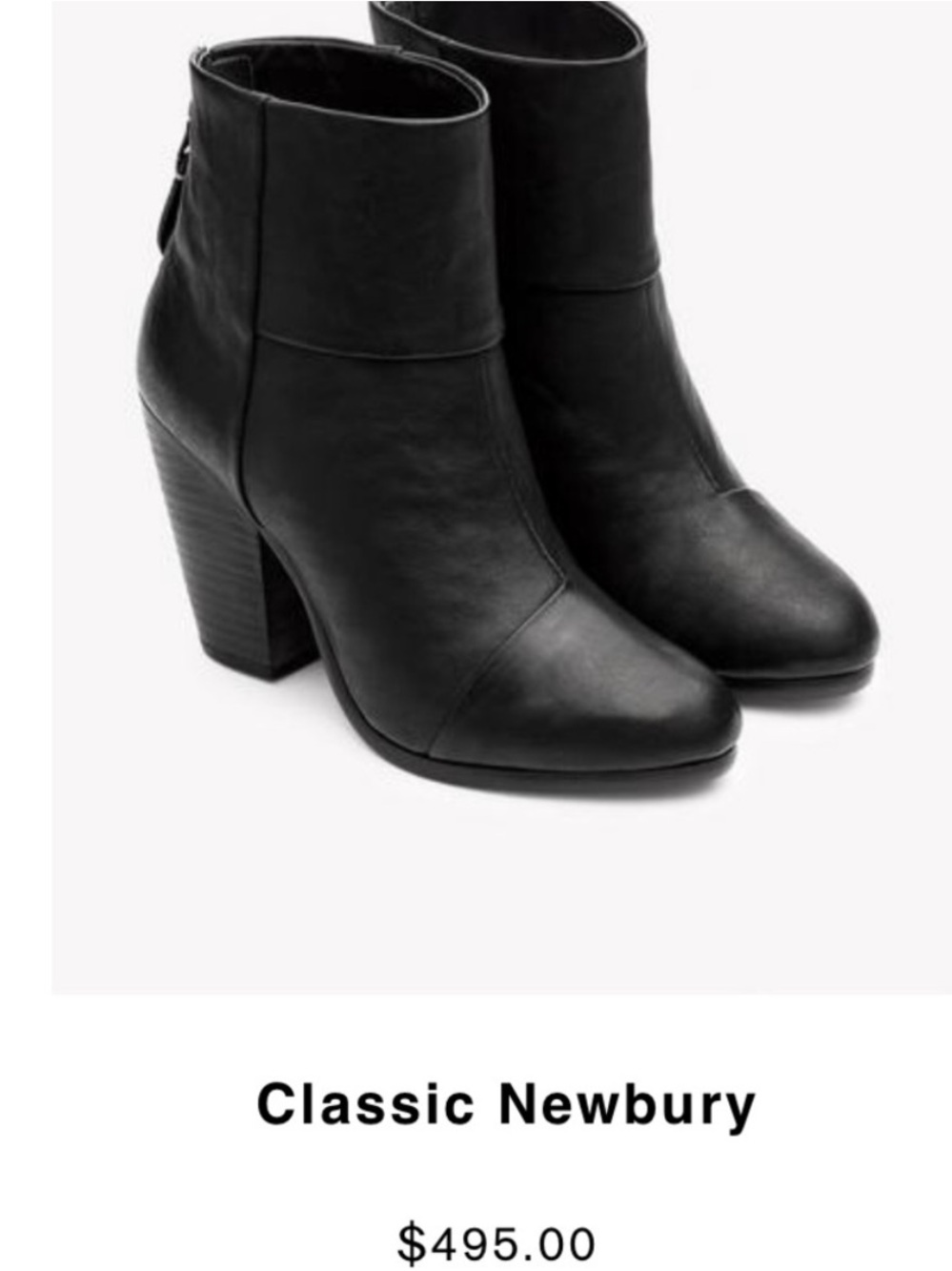 rag & bone Classic Newbury Black Leather Block Heel Ankle Boots